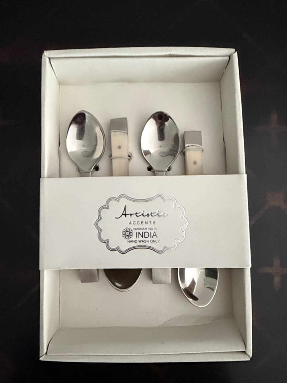 Artisci Accents White Handle Stainless Steel Mini Spoon Set
